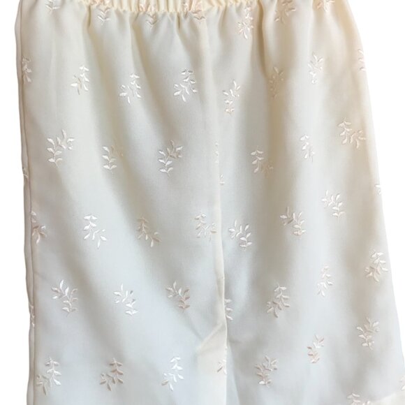 70s Floral Elastic Waist Embroidered Skirt: Vintage Yellow Polyester Size 14 - Picture 12 of 12